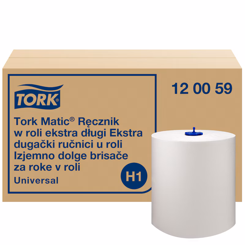 Prosoape Hârtie pentru Mâini Tork Matic® Extra Long H1 Alb – Role Profesionale pentru Dispensere cu Derulare Centrală — SKU…