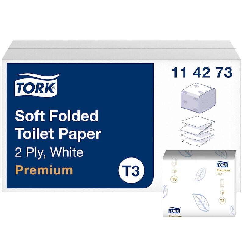 Tork Hârtie Igienică Soft Pliată Alb T3 – Hârtie Igienică Profesională pentru Grupuri Sanitare — SKU 114273
